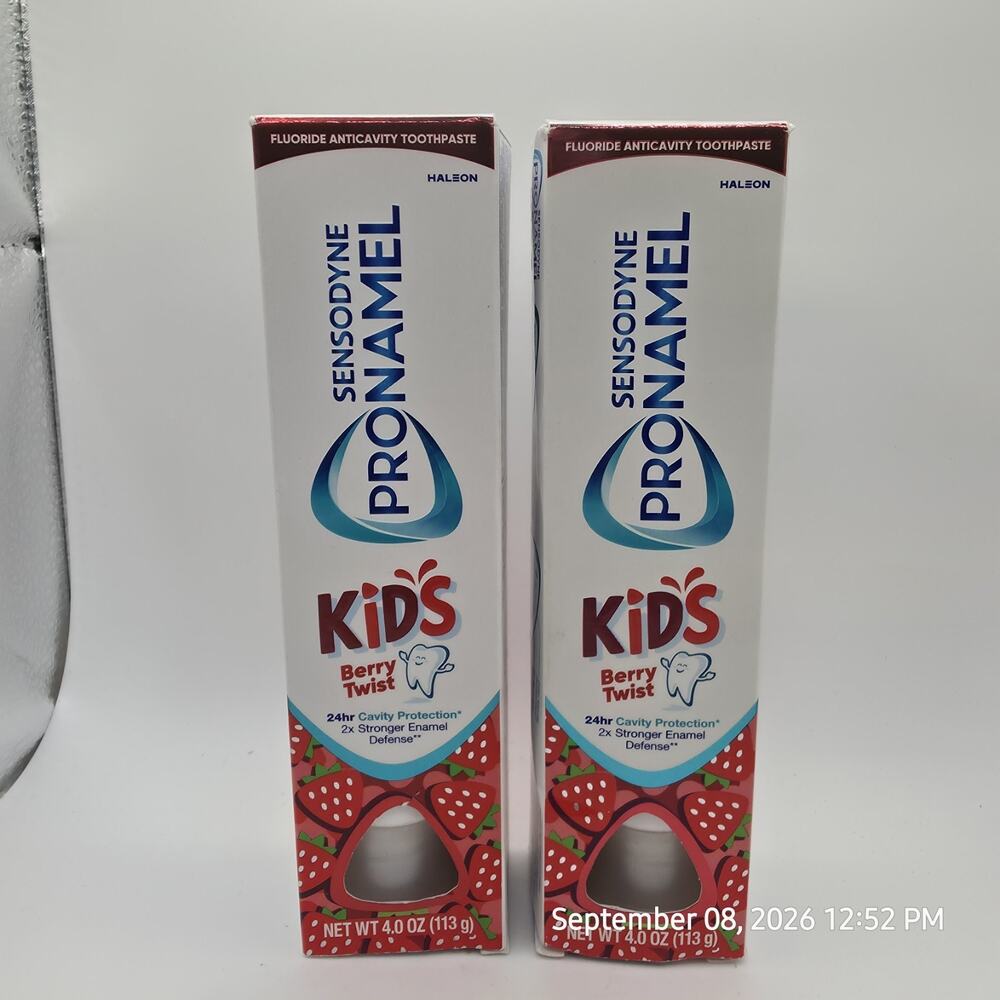 2Pk Sensodyne Pronamel Kid's Fluoride Toothpaste, Berry Twist, 4oz Exp 4/27